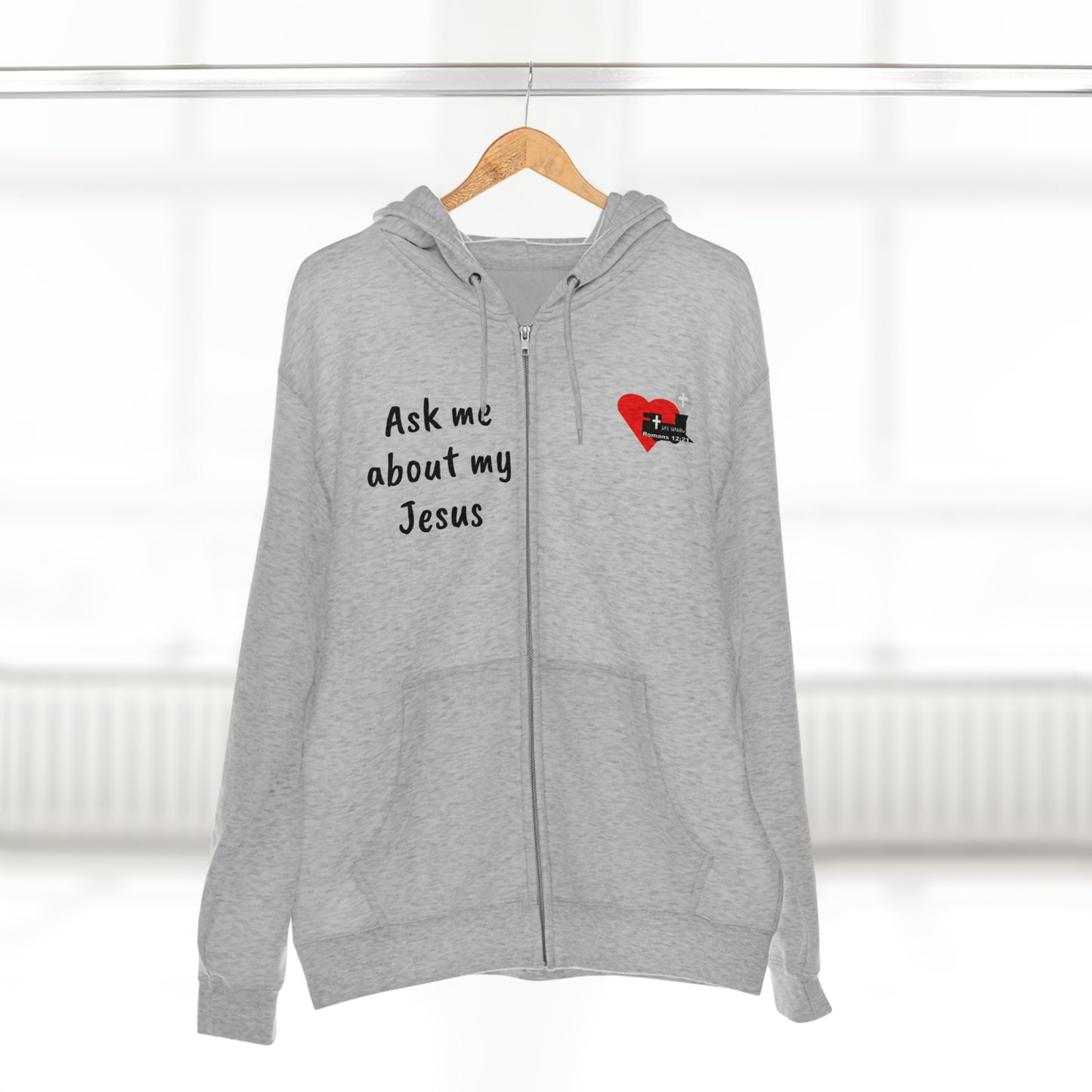 LifeStation Ask me about my Jesus Unisex Premium Full Zip Hoodie