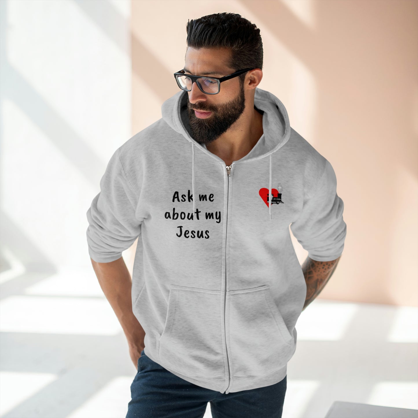 LifeStation Ask me about my Jesus Unisex Premium Full Zip Hoodie