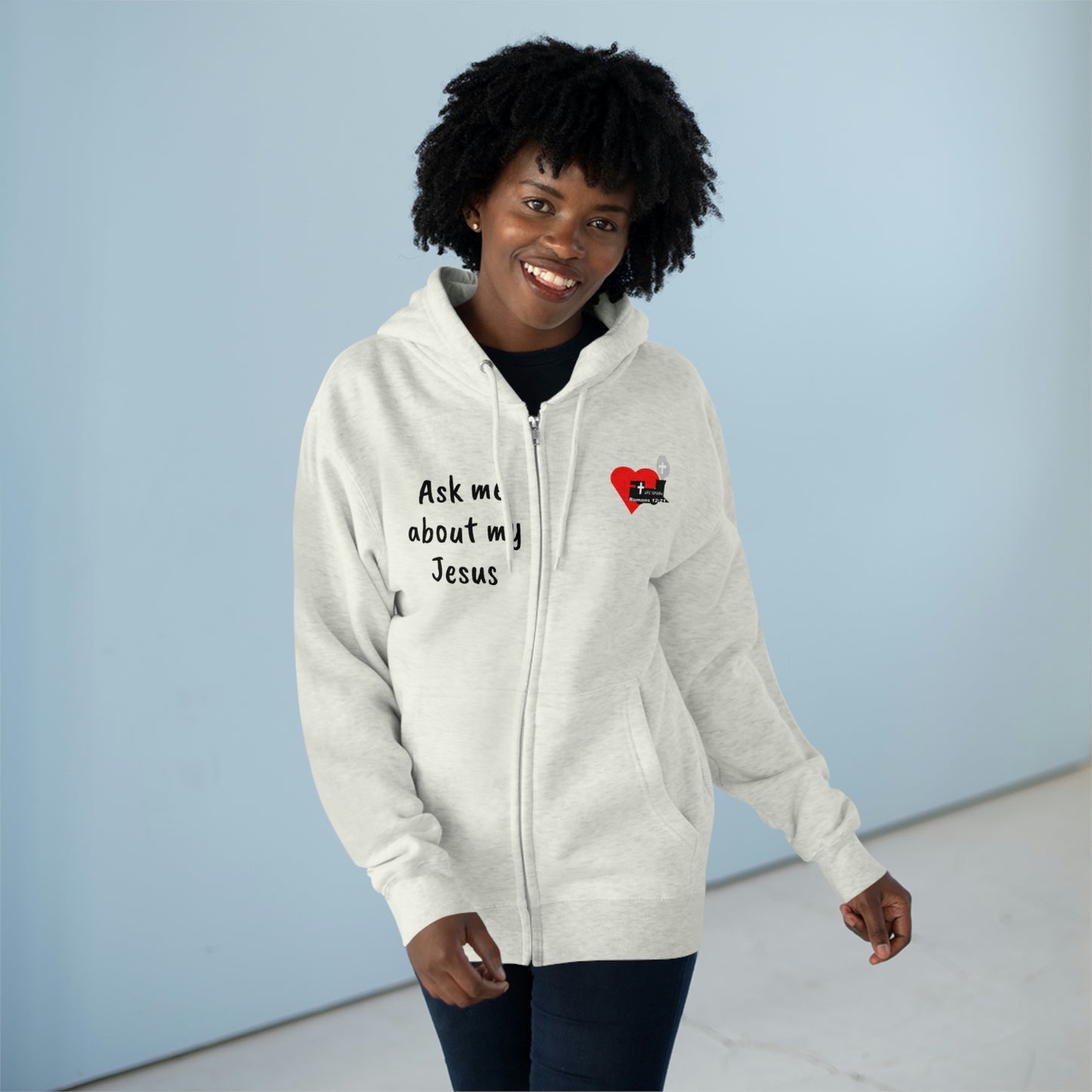 LifeStation Ask me about my Jesus Unisex Premium Full Zip Hoodie
