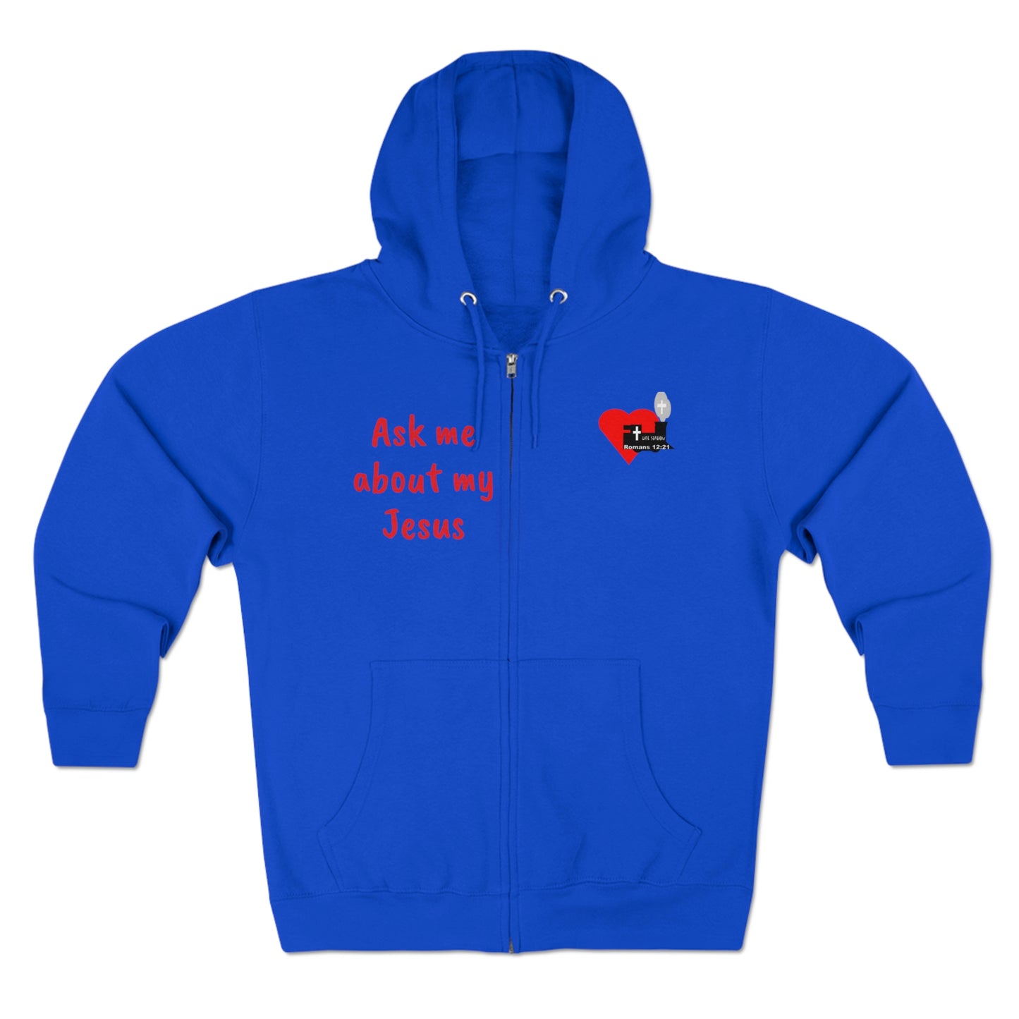 LifeStation Ask me about my Jesus Unisex Premium Full Zip Hoodie