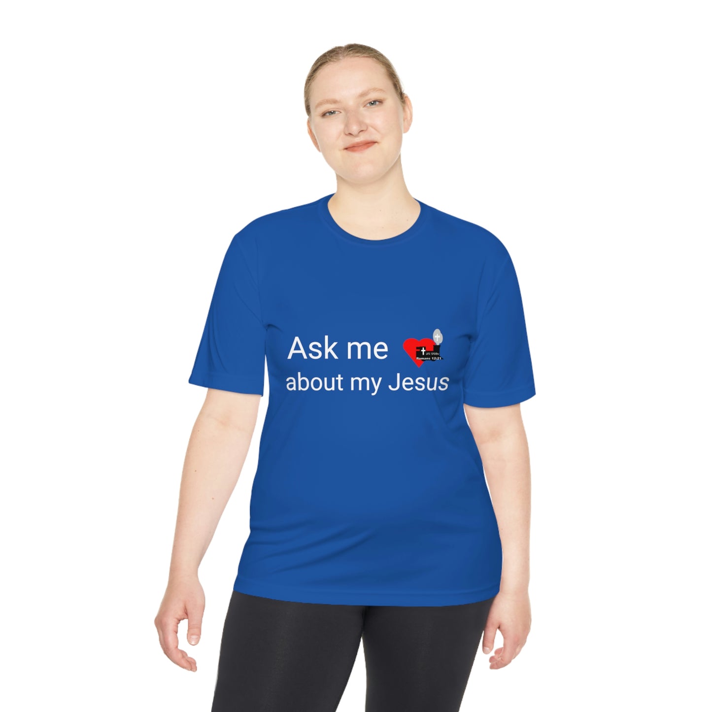 LifeStation Ask me about my Jesus Unisex Moisture Wicking Tee