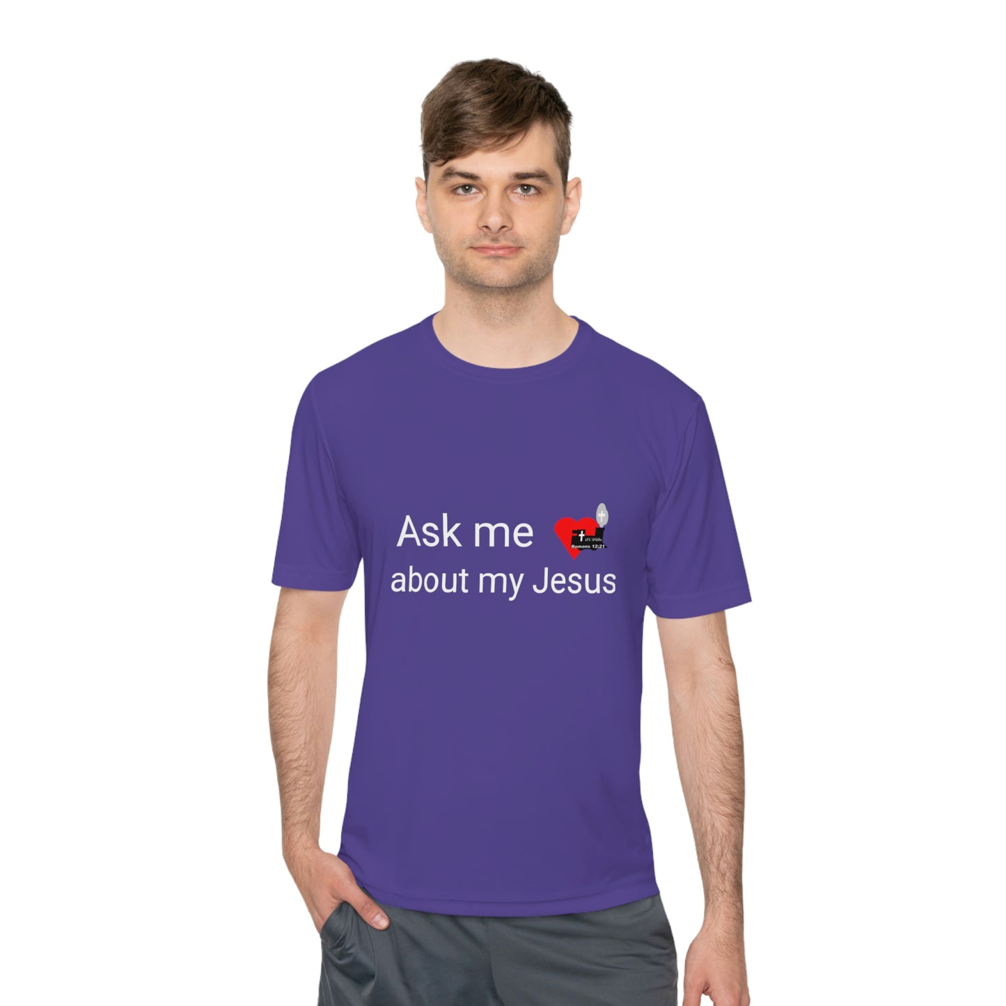 LifeStation Ask me about my Jesus Unisex Moisture Wicking Tee