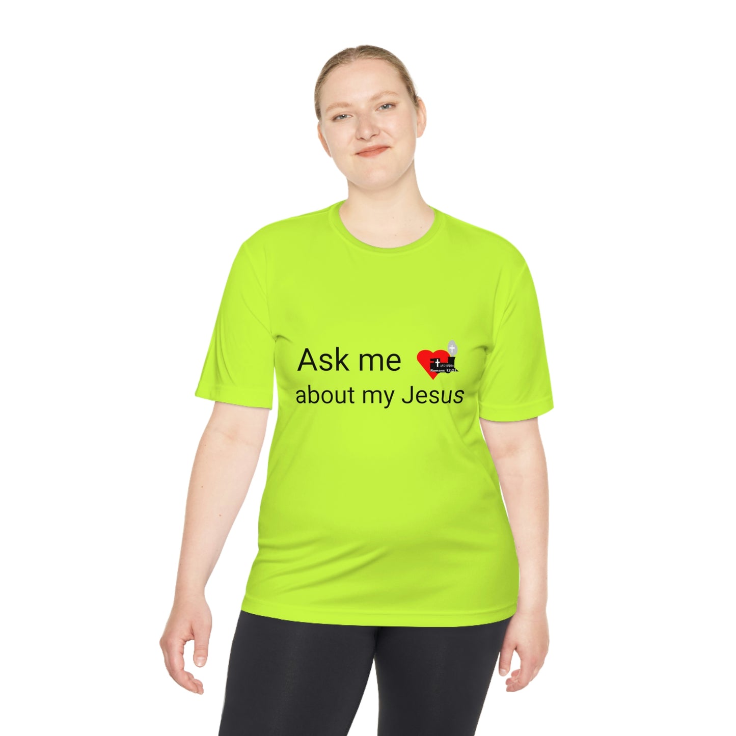 LifeStation Ask me about my Jesus Unisex Moisture Wicking Tee