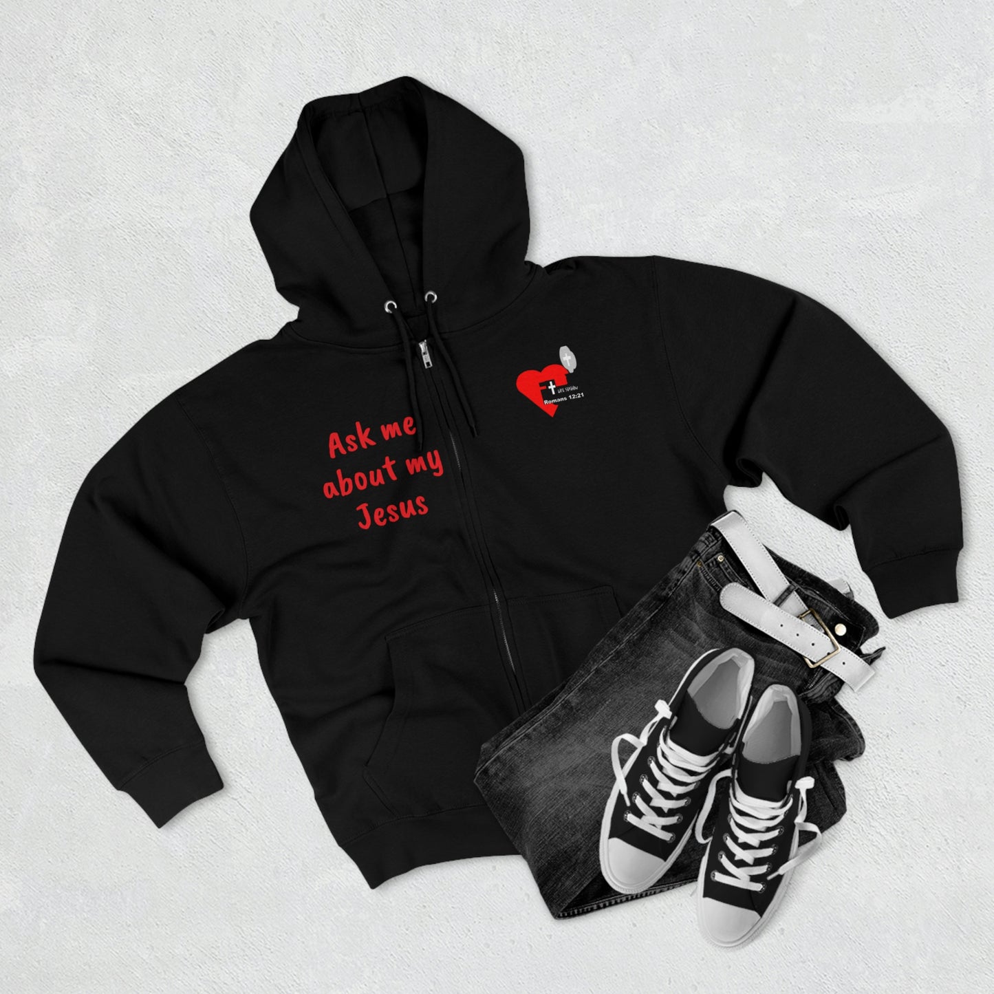 LifeStation Ask me about my Jesus Unisex Premium Full Zip Hoodie