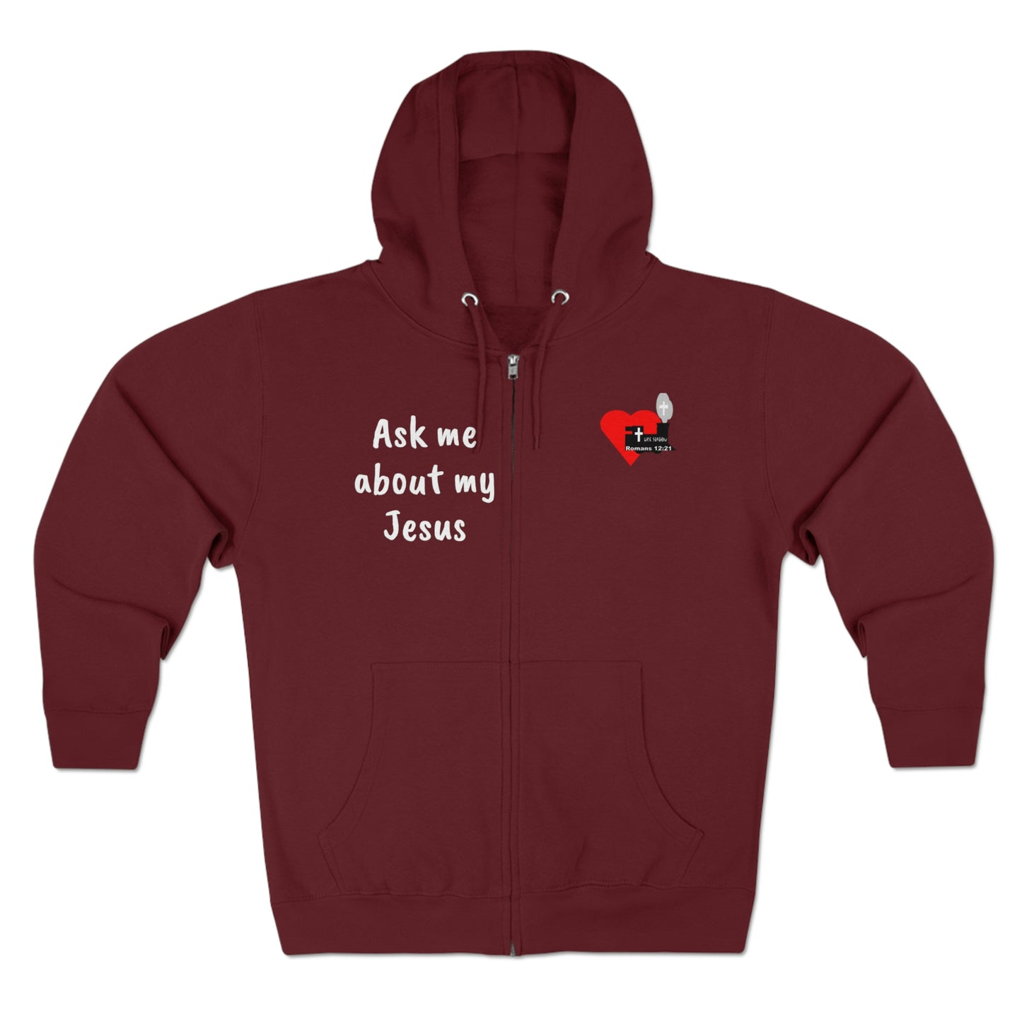 LifeStation Ask me about my Jesus Unisex Premium Full Zip Hoodie