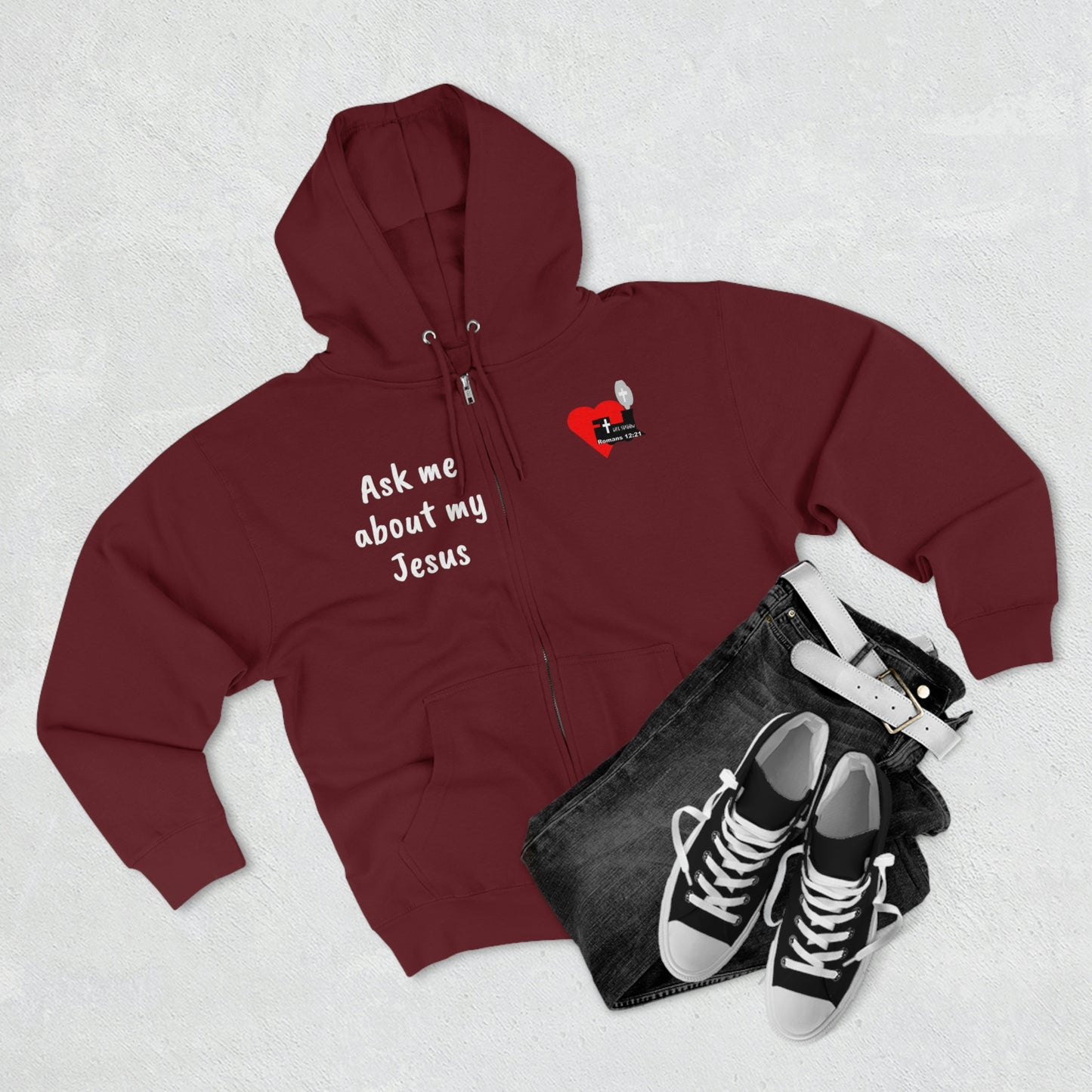 LifeStation Ask me about my Jesus Unisex Premium Full Zip Hoodie
