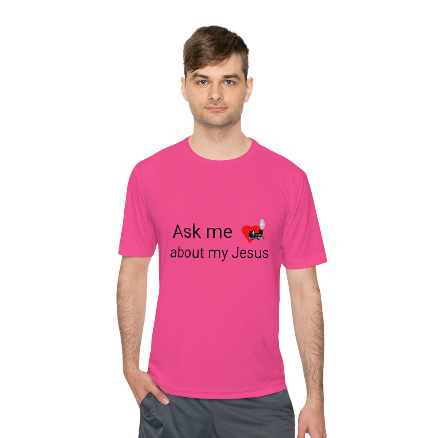LifeStation Ask me about my Jesus Unisex Moisture Wicking Tee