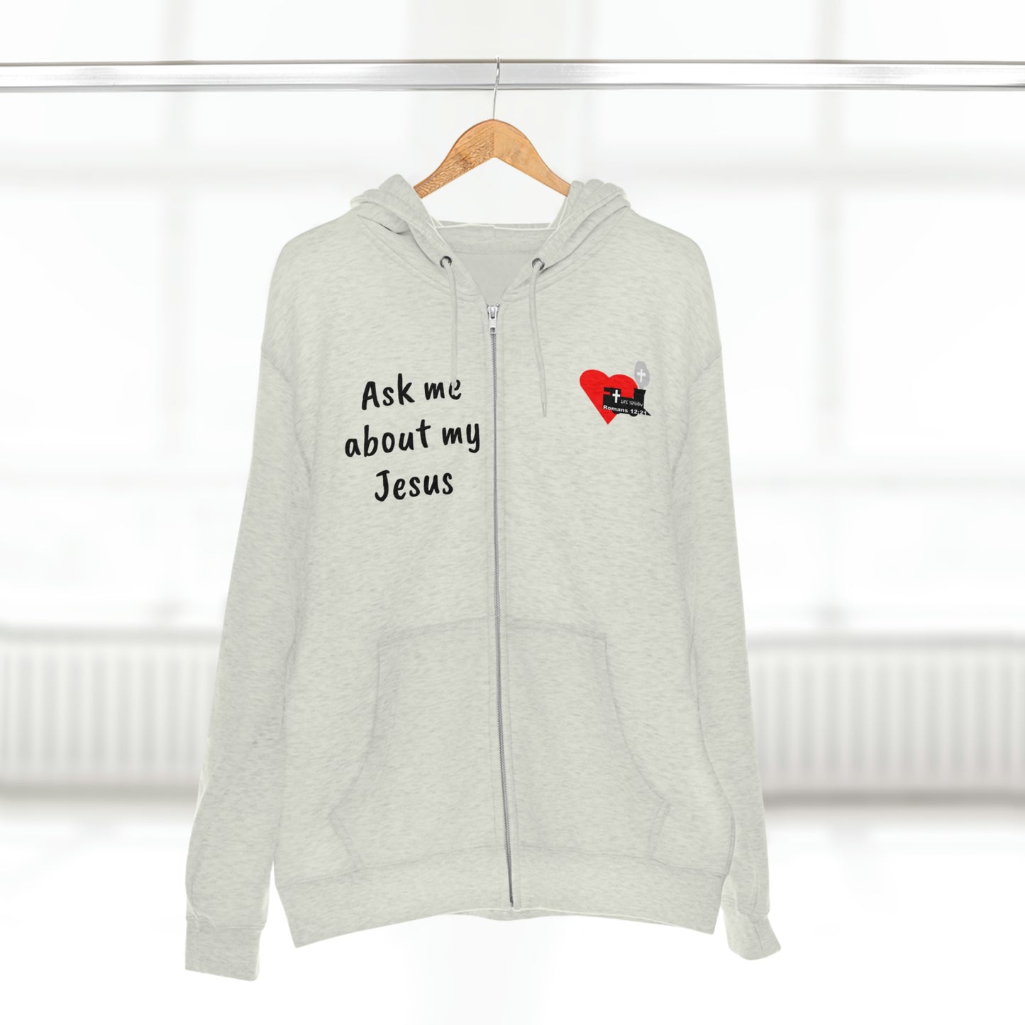 LifeStation Ask me about my Jesus Unisex Premium Full Zip Hoodie