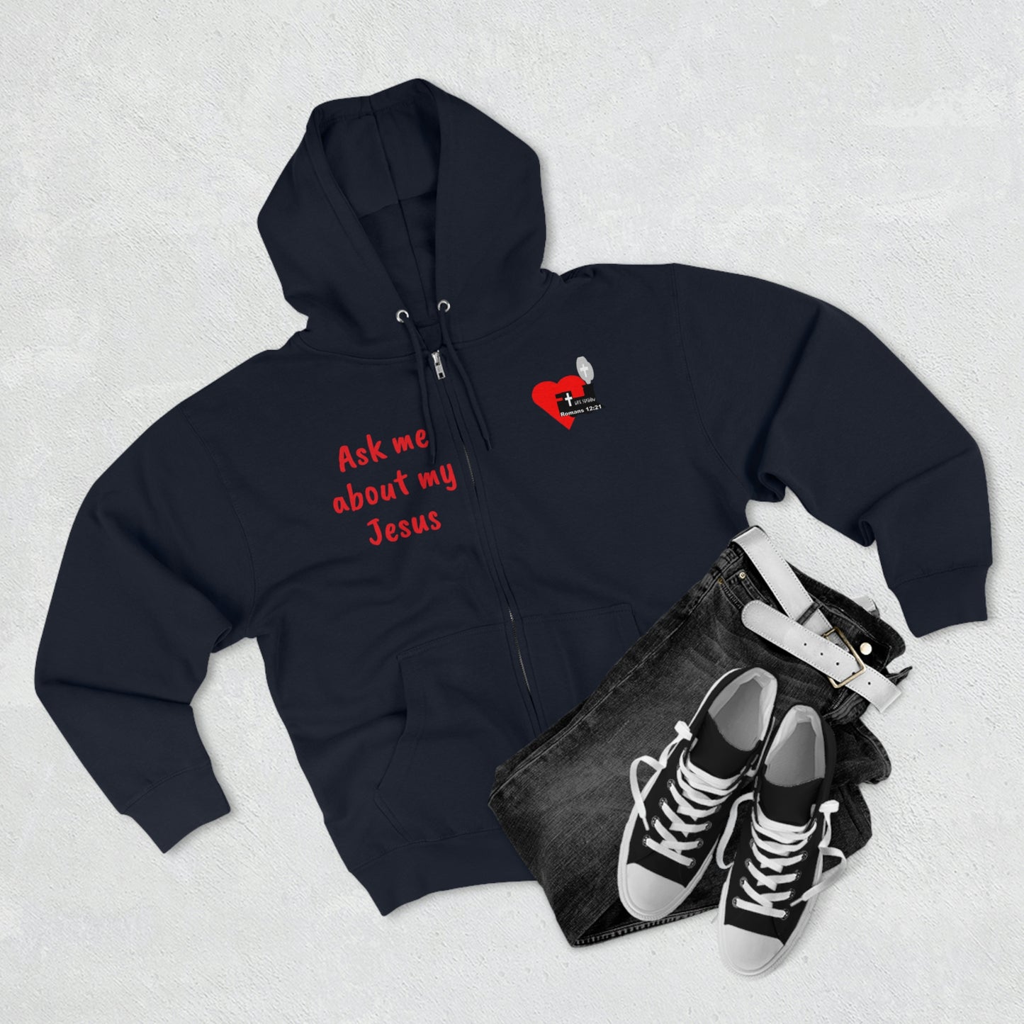LifeStation Ask me about my Jesus Unisex Premium Full Zip Hoodie