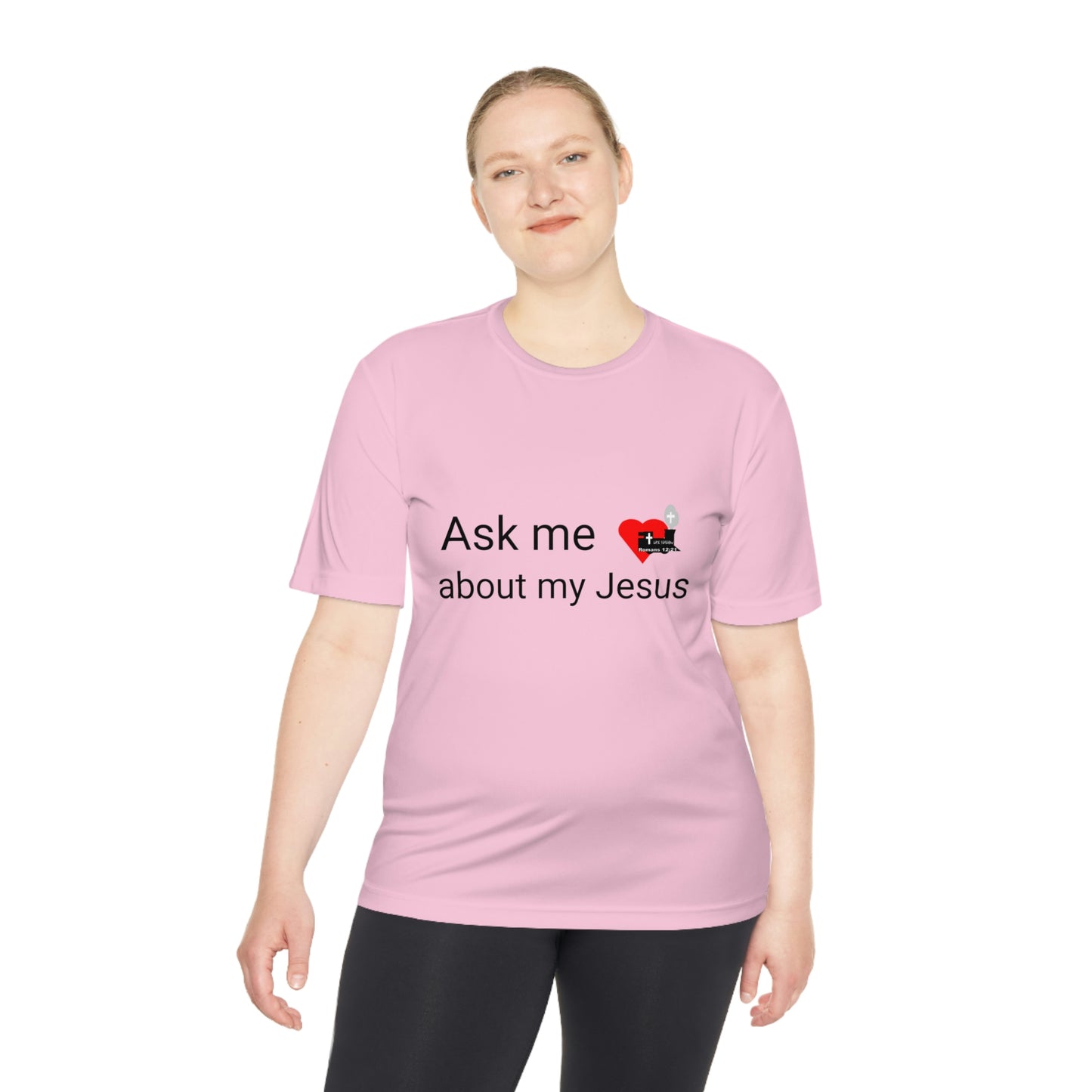 LifeStation Ask me about my Jesus Unisex Moisture Wicking Tee