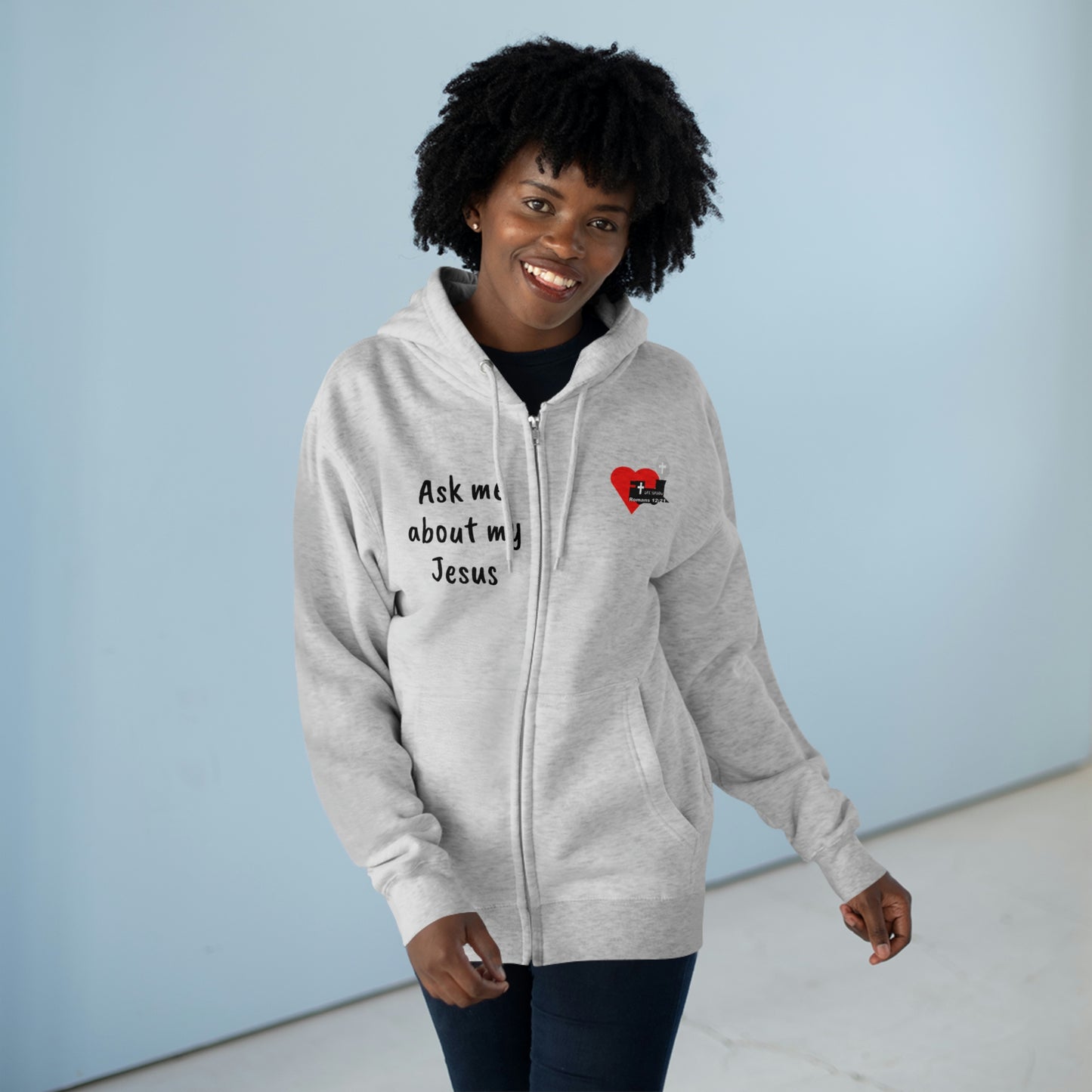 LifeStation Ask me about my Jesus Unisex Premium Full Zip Hoodie