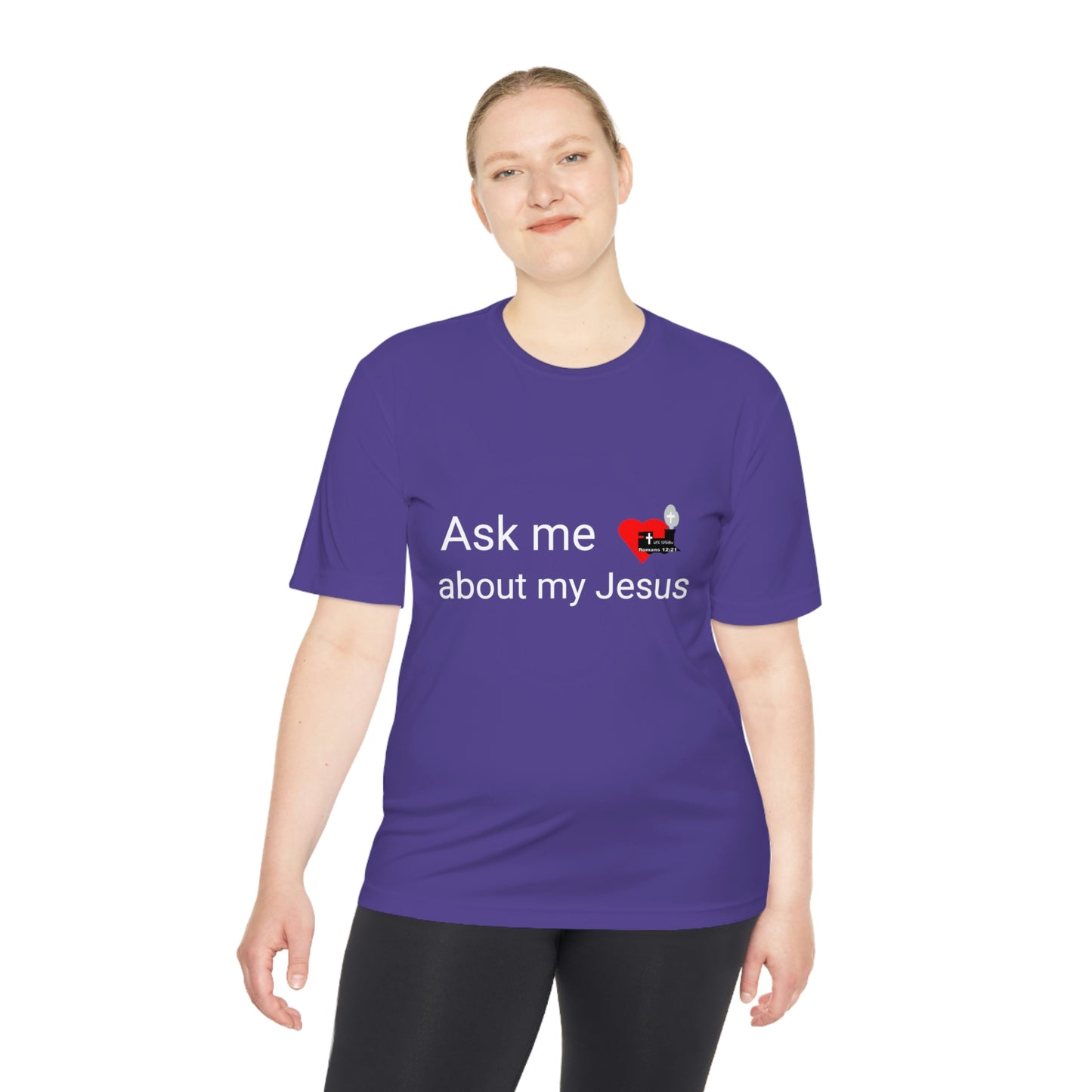 LifeStation Ask me about my Jesus Unisex Moisture Wicking Tee
