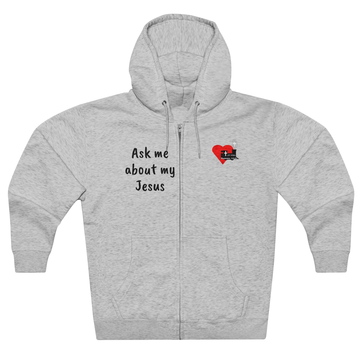 LifeStation Ask me about my Jesus Unisex Premium Full Zip Hoodie