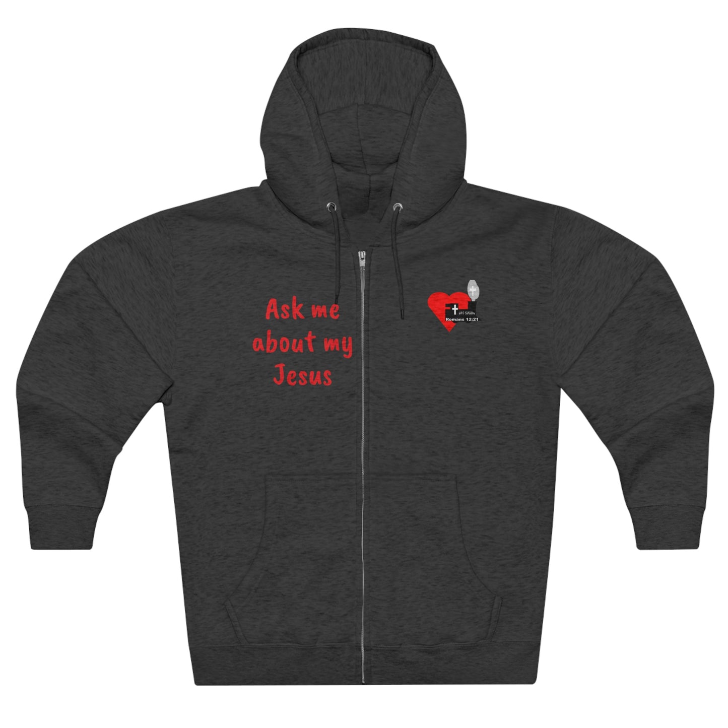 LifeStation Ask me about my Jesus Unisex Premium Full Zip Hoodie