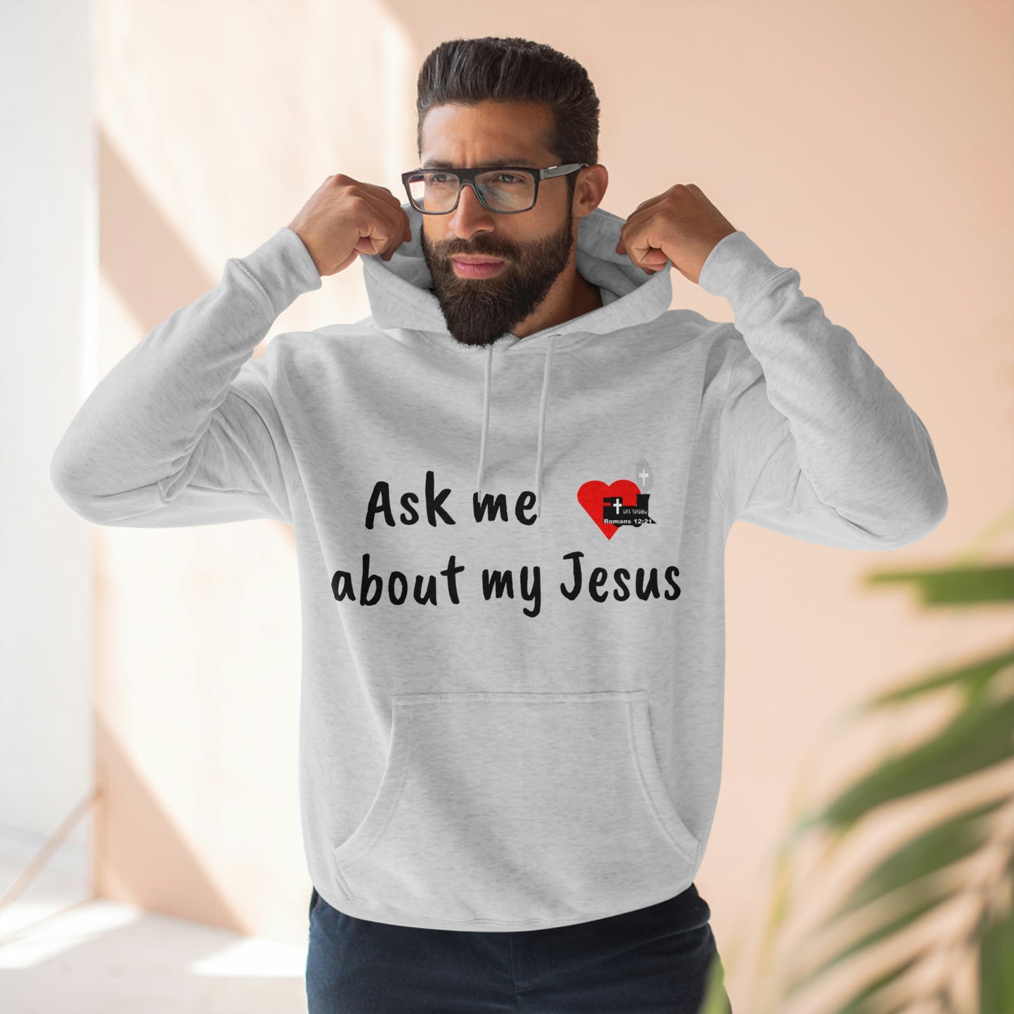 LifeStation Ask me about my Jesus Unisex Premium Pullover Hoodie