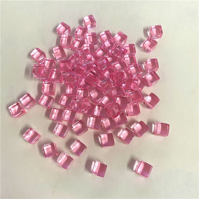 50Pcs/Set 8mm Cube Colorful Crystal Square Corner Transparent Dice Chess Piece Right Angle For Board Game