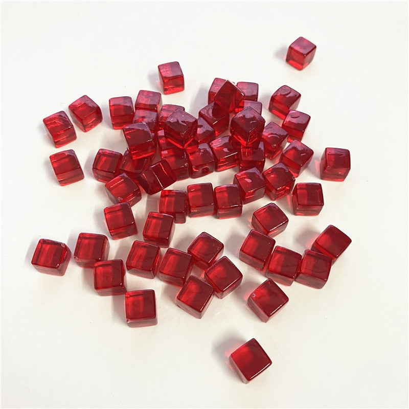 50Pcs/Set 8mm Cube Colorful Crystal Square Corner Transparent Dice Chess Piece Right Angle For Board Game