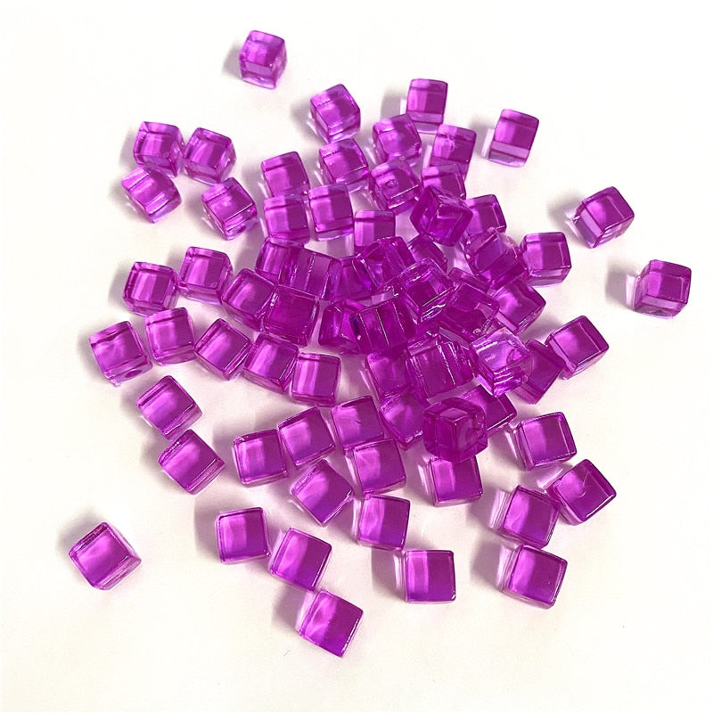 50Pcs/Set 8mm Cube Colorful Crystal Square Corner Transparent Dice Chess Piece Right Angle For Board Game