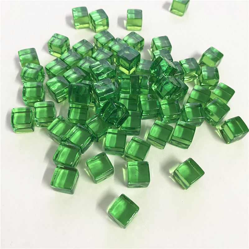 50Pcs/Set 8mm Cube Colorful Crystal Square Corner Transparent Dice Chess Piece Right Angle For Board Game