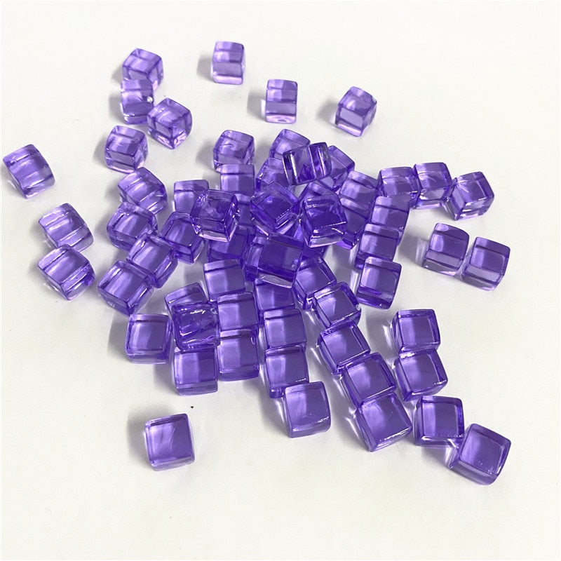 50Pcs/Set 8mm Cube Colorful Crystal Square Corner Transparent Dice Chess Piece Right Angle For Board Game
