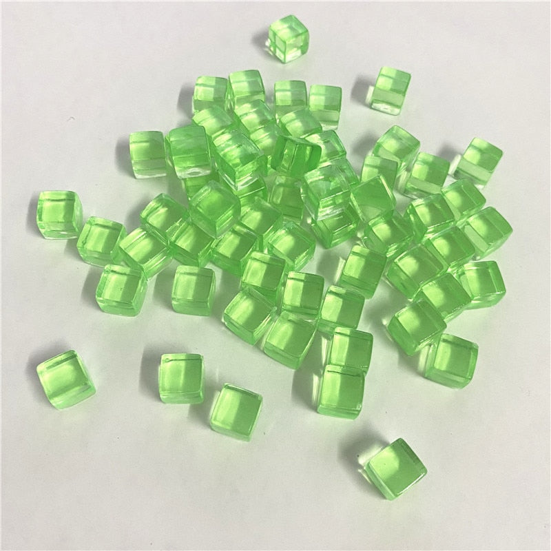 50Pcs/Set 8mm Cube Colorful Crystal Square Corner Transparent Dice Chess Piece Right Angle For Board Game