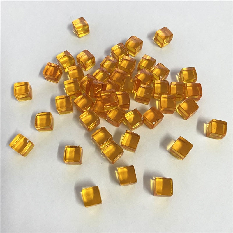 50Pcs/Set 8mm Cube Colorful Crystal Square Corner Transparent Dice Chess Piece Right Angle For Board Game