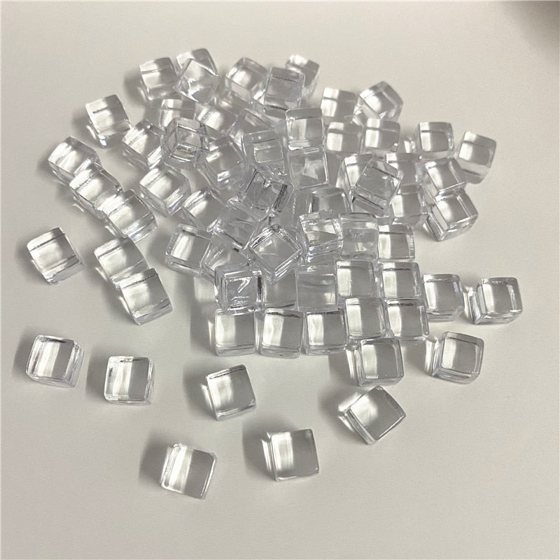 50Pcs/Set 8mm Cube Colorful Crystal Square Corner Transparent Dice Chess Piece Right Angle For Board Game
