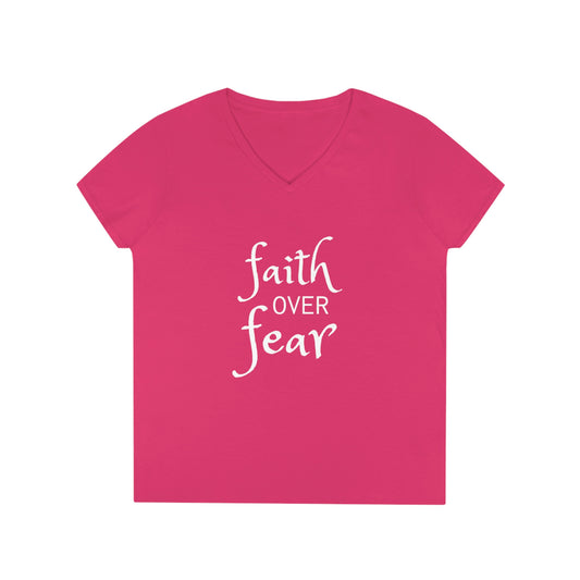 Faith Over Fear Ladies' V-Neck T-Shirt