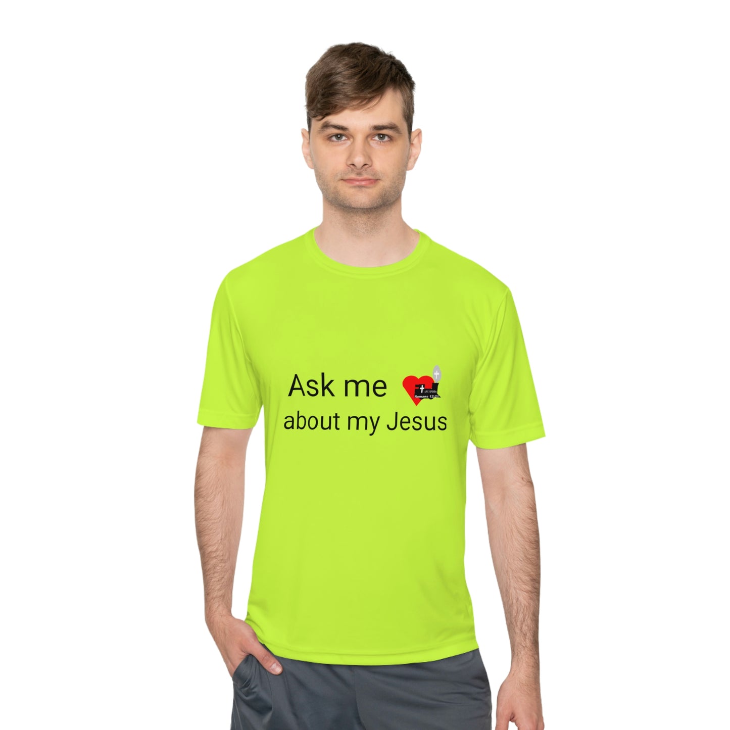 LifeStation Ask me about my Jesus Unisex Moisture Wicking Tee