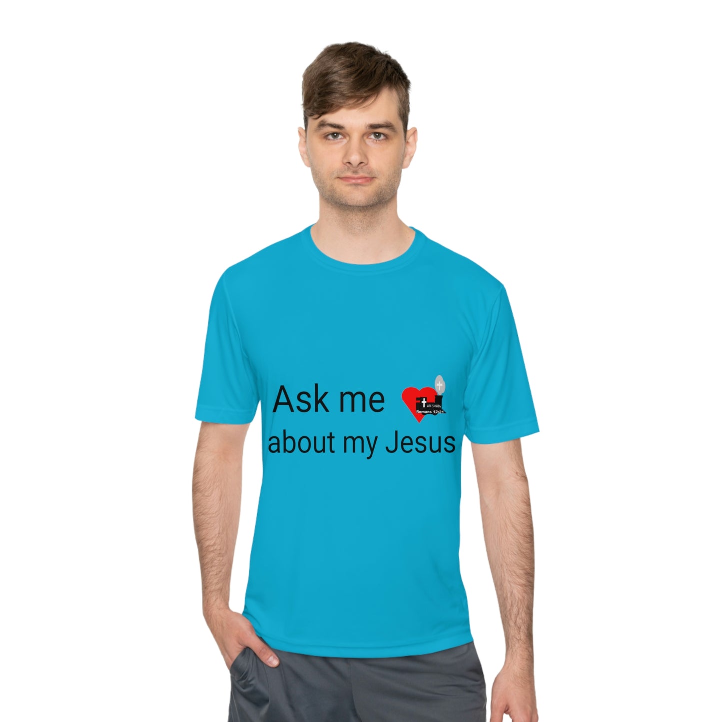 LifeStation Ask me about my Jesus Unisex Moisture Wicking Tee