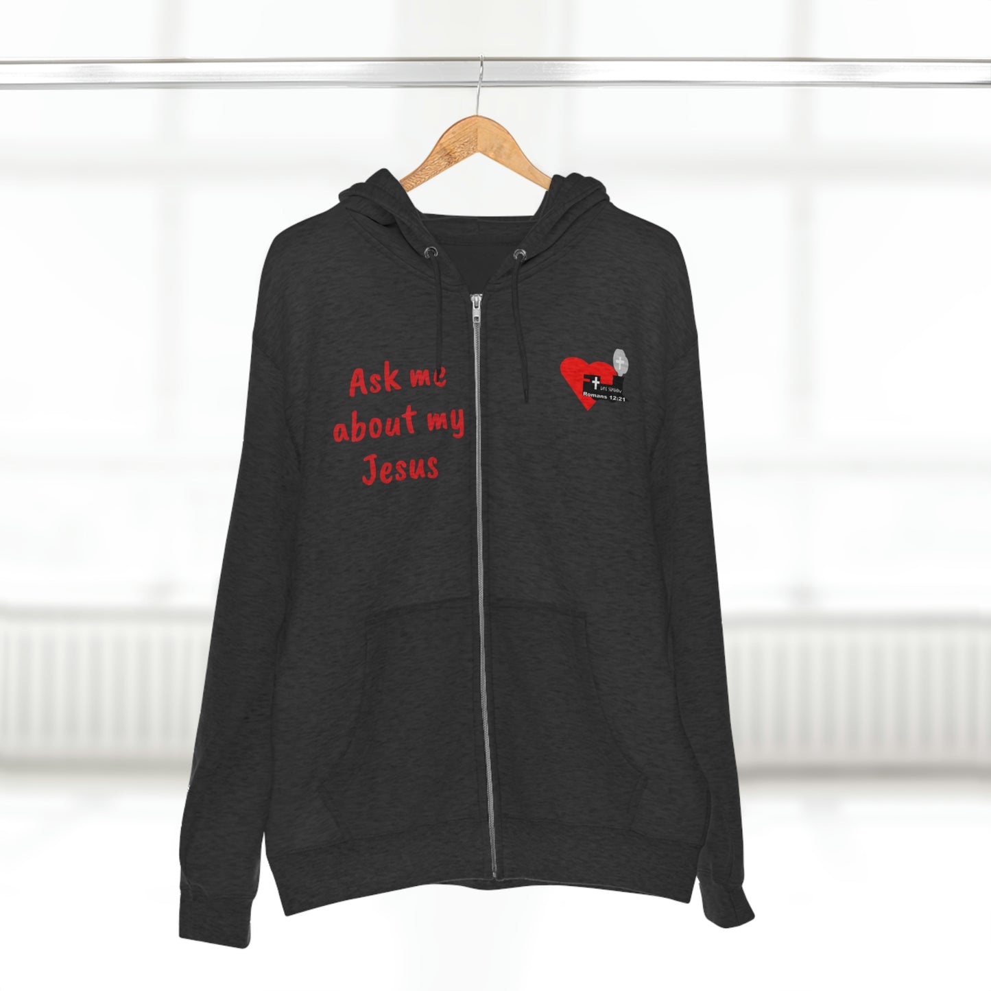 LifeStation Ask me about my Jesus Unisex Premium Full Zip Hoodie