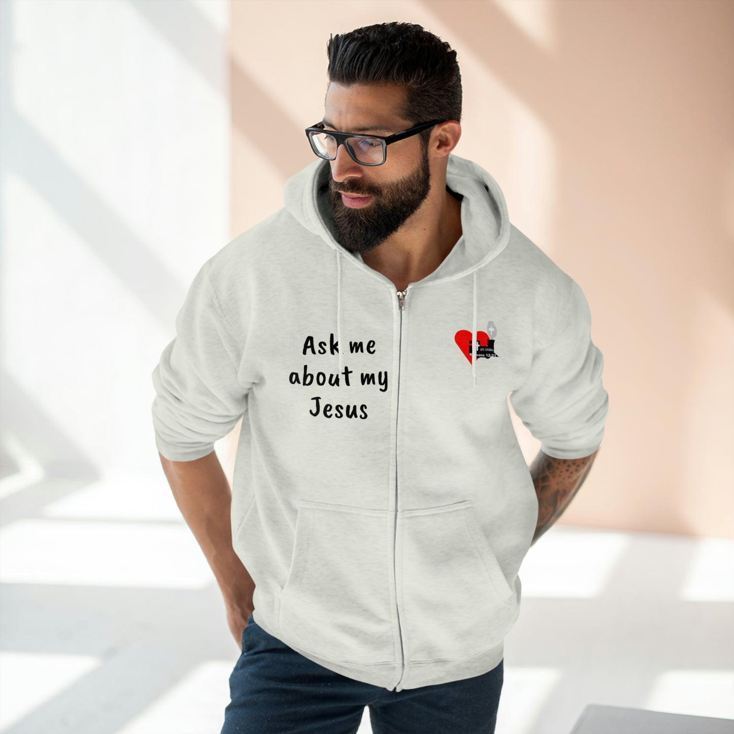 LifeStation Ask me about my Jesus Unisex Premium Full Zip Hoodie
