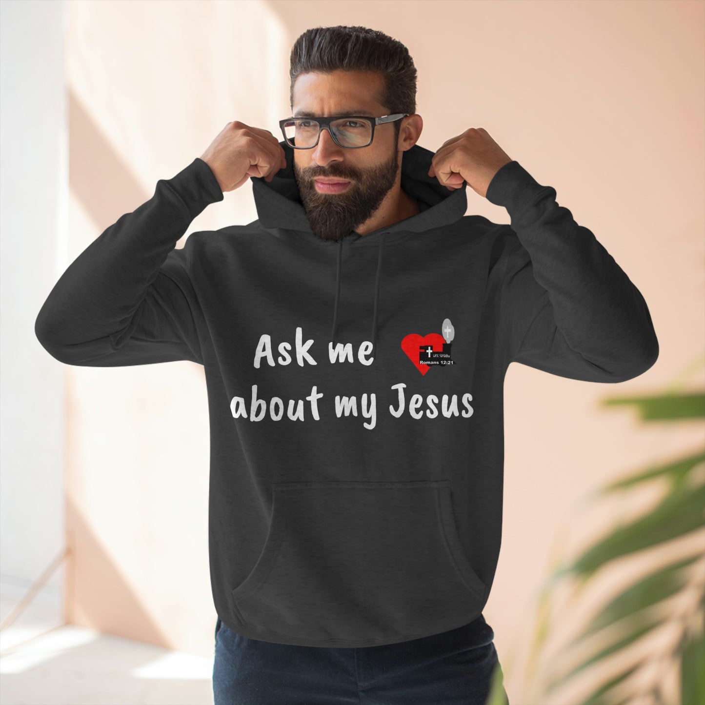 LifeStation Ask me about my Jesus Unisex Premium Pullover Hoodie
