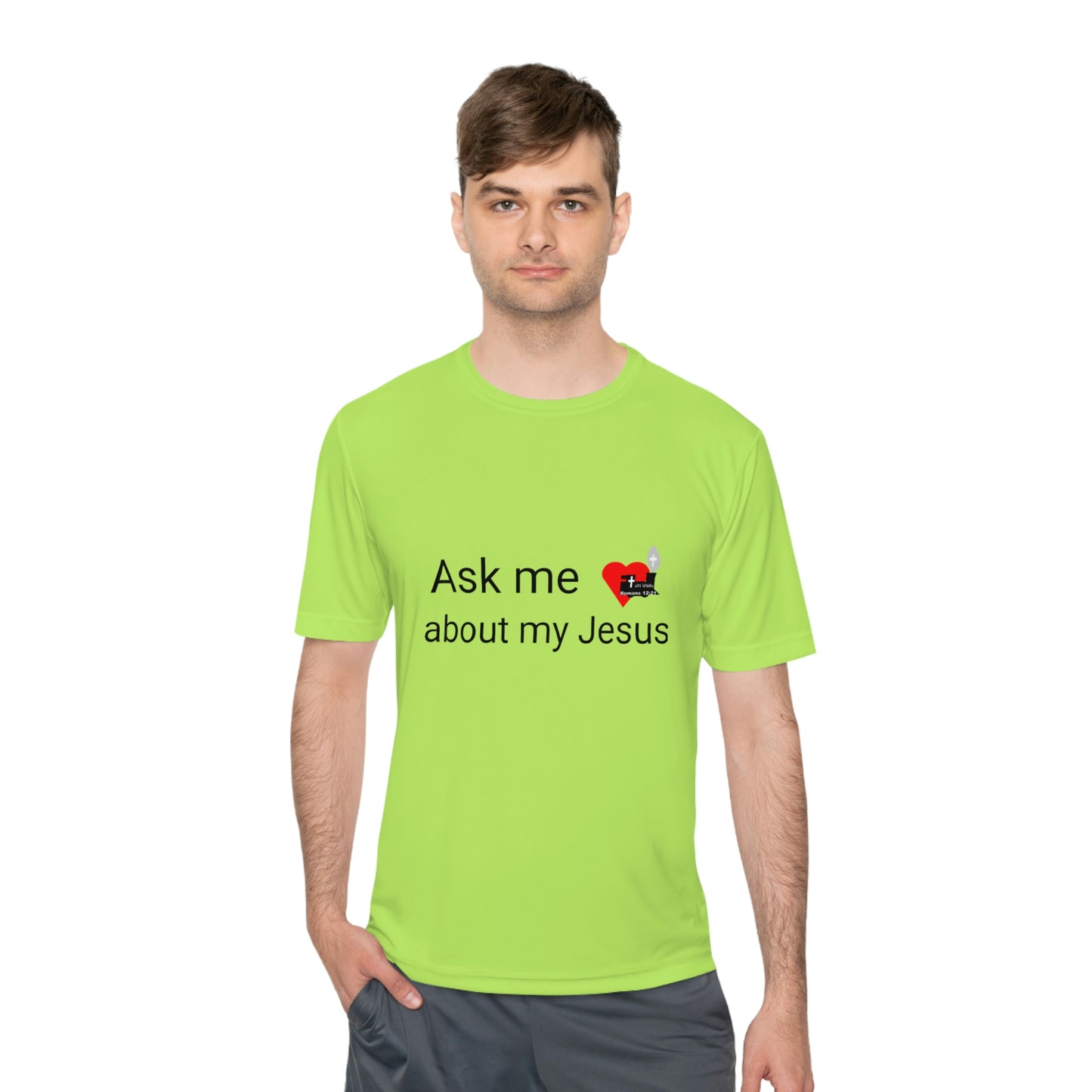 LifeStation Ask me about my Jesus Unisex Moisture Wicking Tee