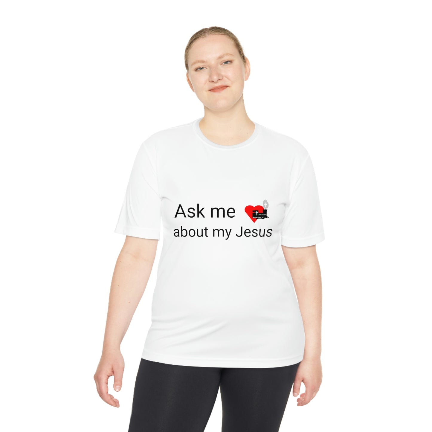 LifeStation Ask me about my Jesus Unisex Moisture Wicking Tee