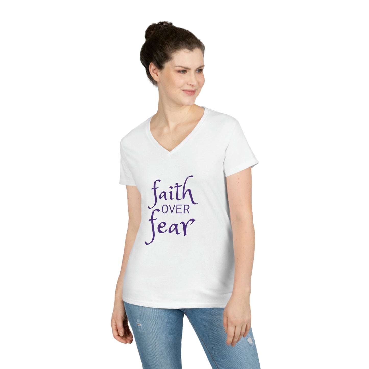 Faith Over Fear Ladies' V-Neck T-Shirt