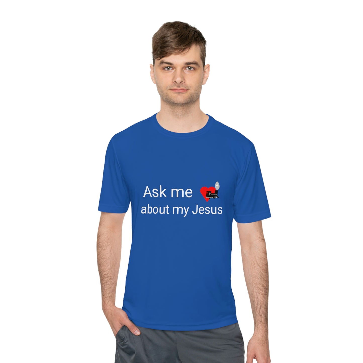 LifeStation Ask me about my Jesus Unisex Moisture Wicking Tee