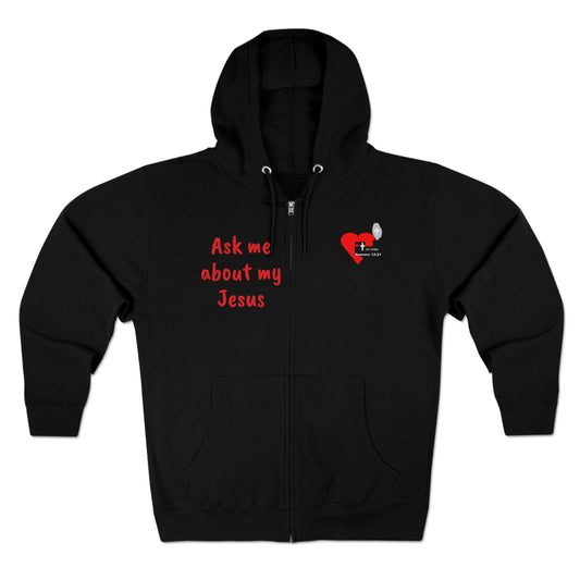 LifeStation Ask me about my Jesus Unisex Premium Full Zip Hoodie