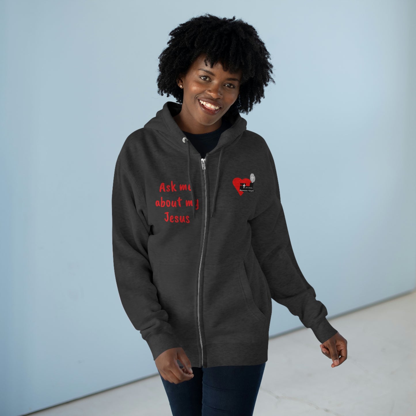 LifeStation Ask me about my Jesus Unisex Premium Full Zip Hoodie