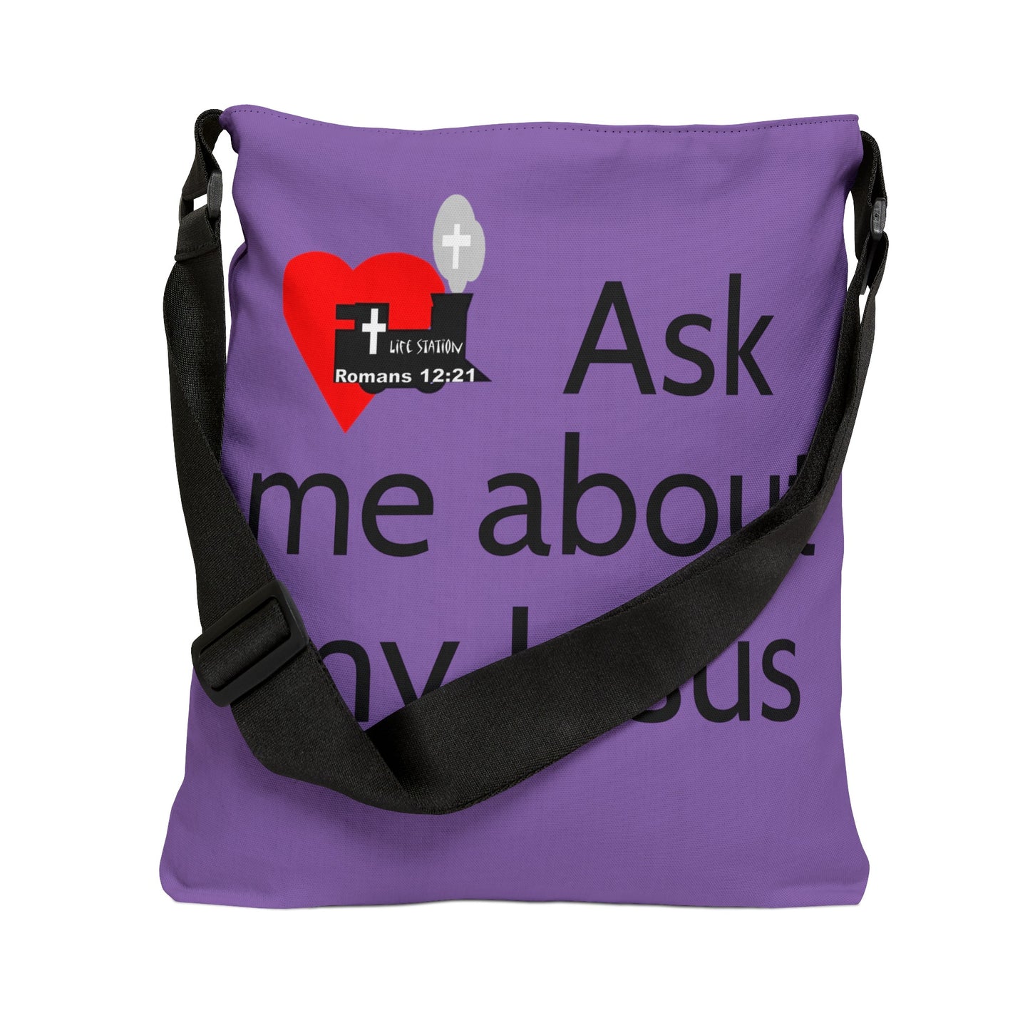 Life Station Ask me about my Jesus Adjustable Tote Bag (AOP)