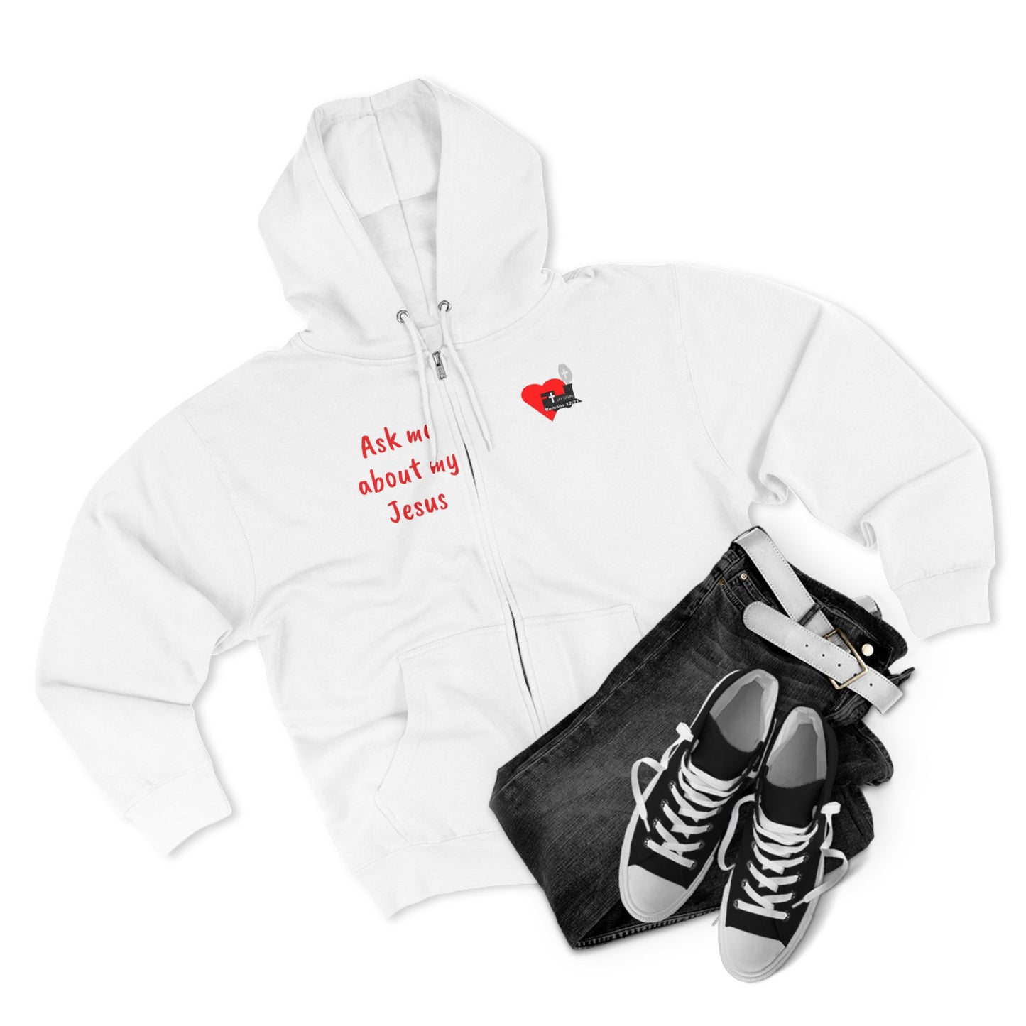 LifeStation Ask me about my Jesus Unisex Premium Full Zip Hoodie