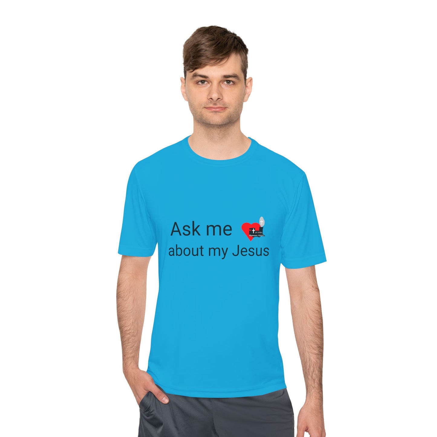 LifeStation Ask me about my Jesus Unisex Moisture Wicking Tee