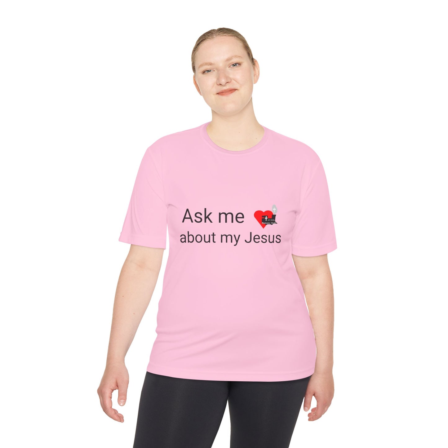 LifeStation Ask me about my Jesus Unisex Moisture Wicking Tee