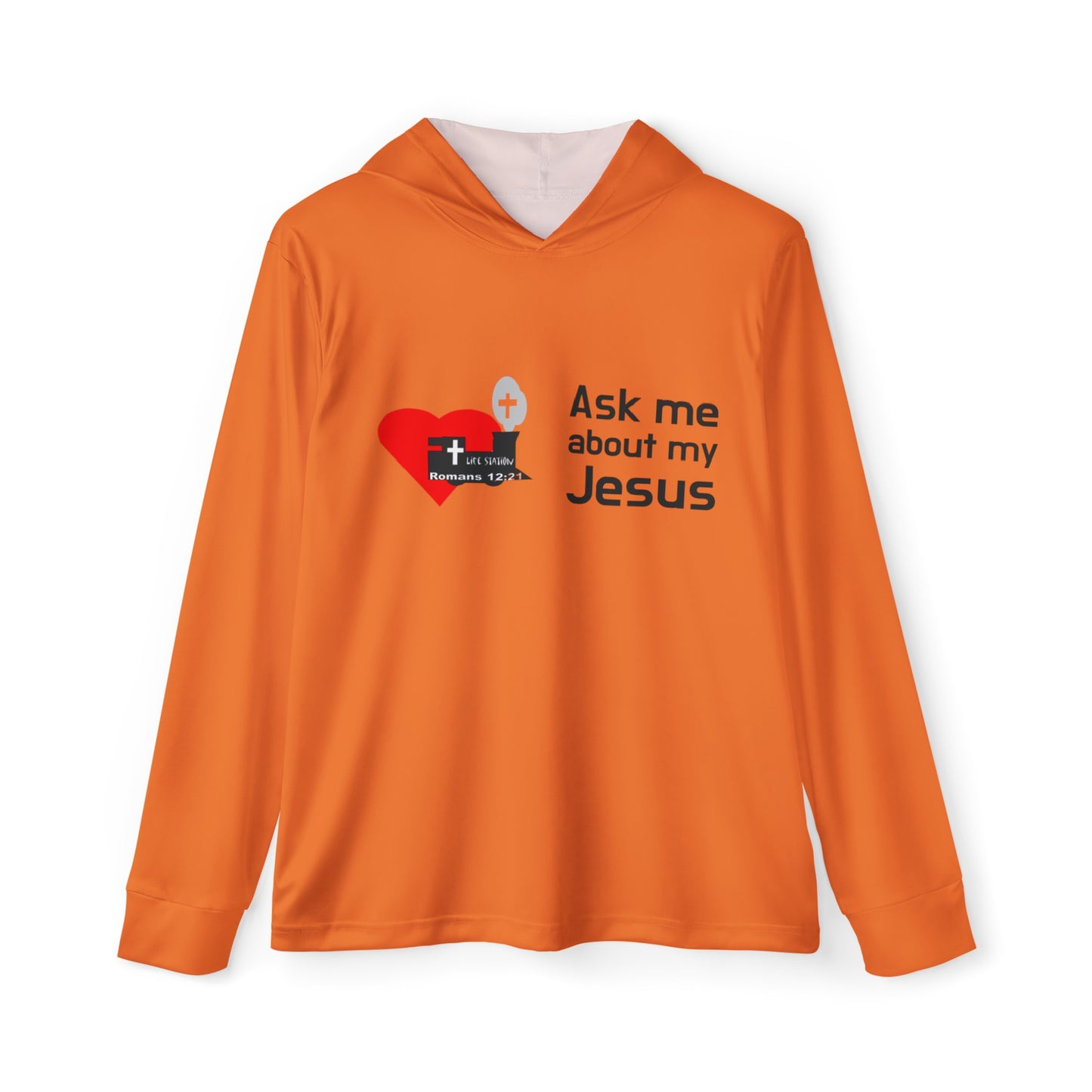 Life Station Logo Ask me about my Jesus Men's Sports Warmup Hoodie