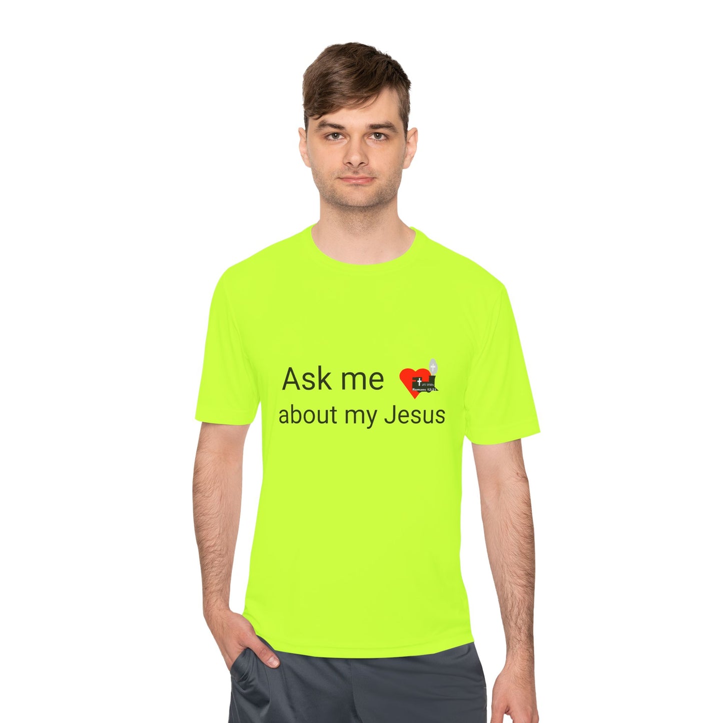LifeStation Ask me about my Jesus Unisex Moisture Wicking Tee