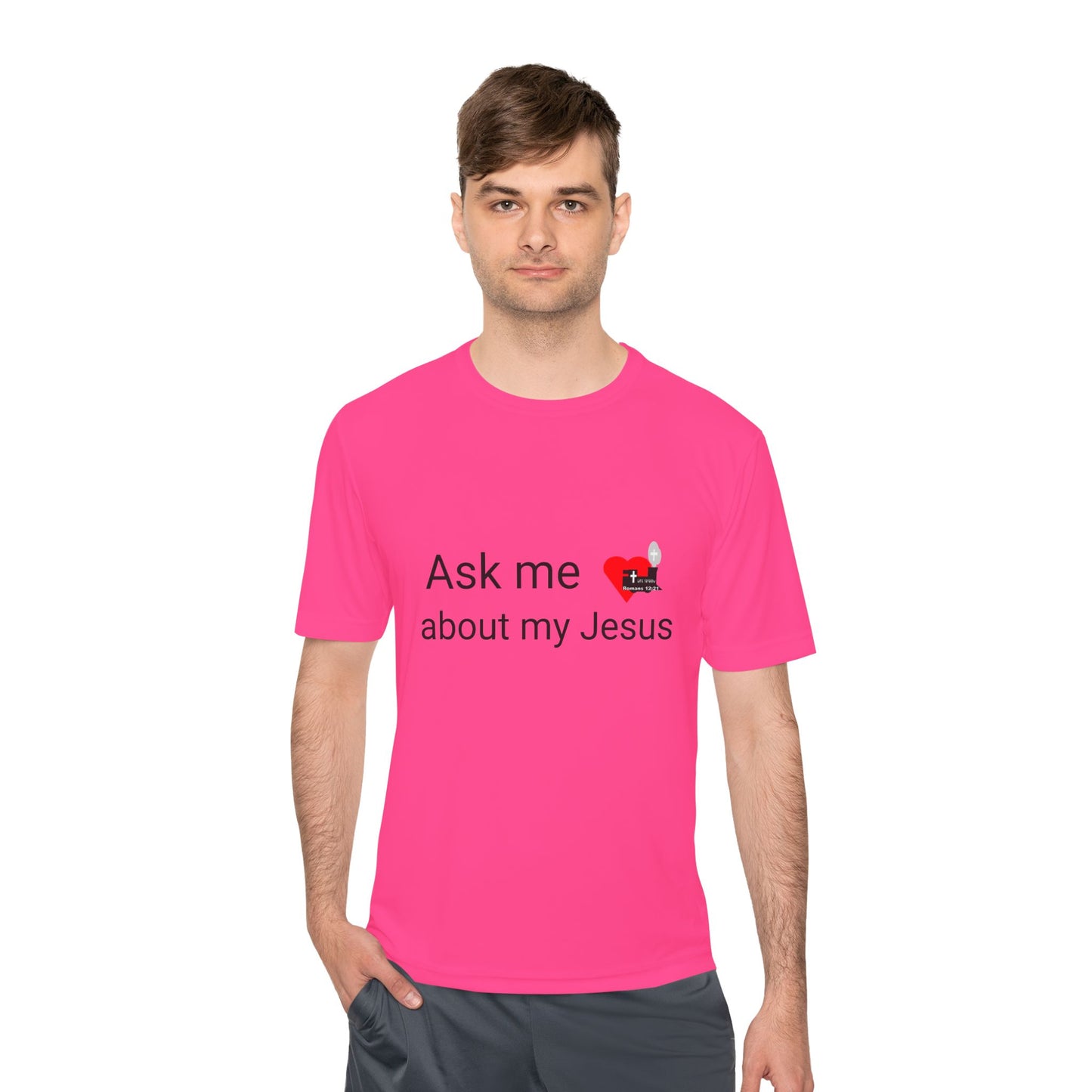 LifeStation Ask me about my Jesus Unisex Moisture Wicking Tee