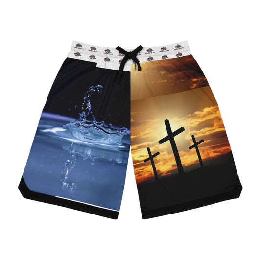 Basketball Shorts - Living Water and Three Crosses Design