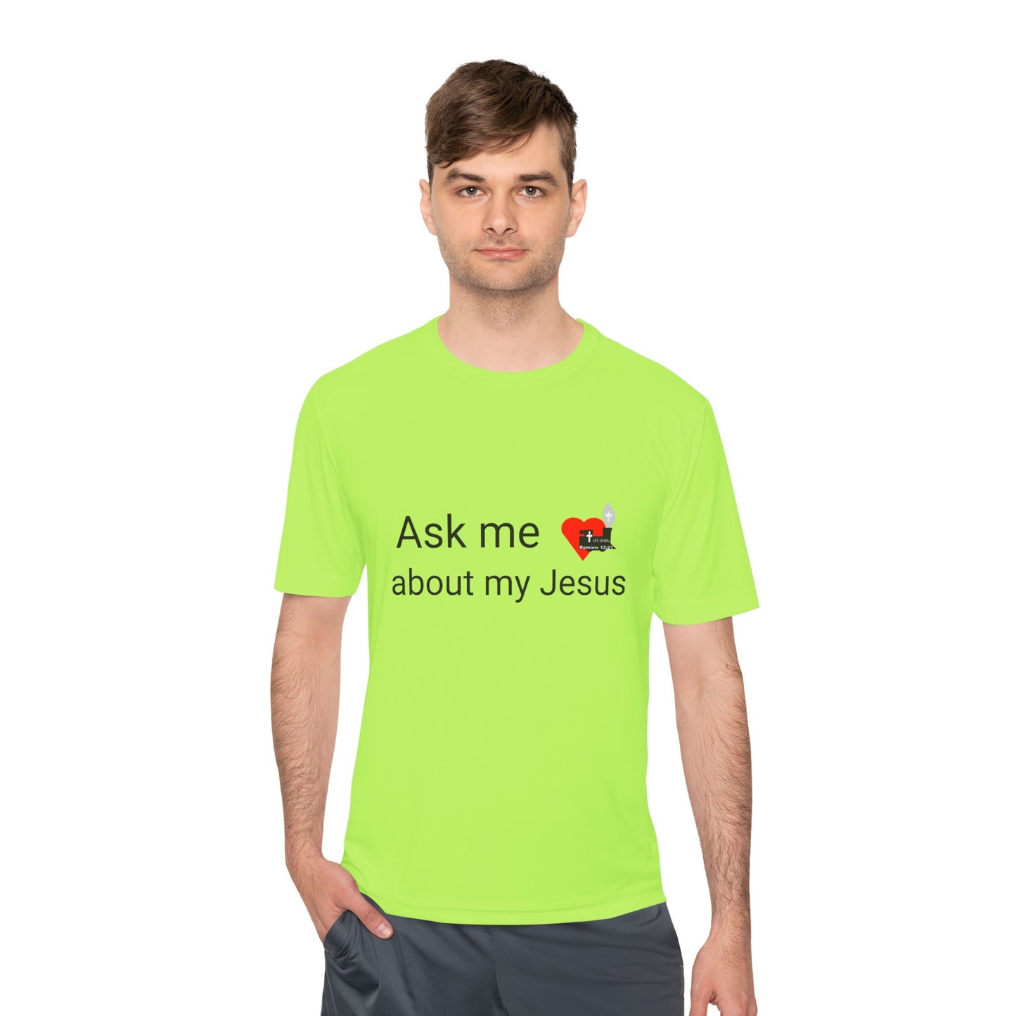 LifeStation Ask me about my Jesus Unisex Moisture Wicking Tee
