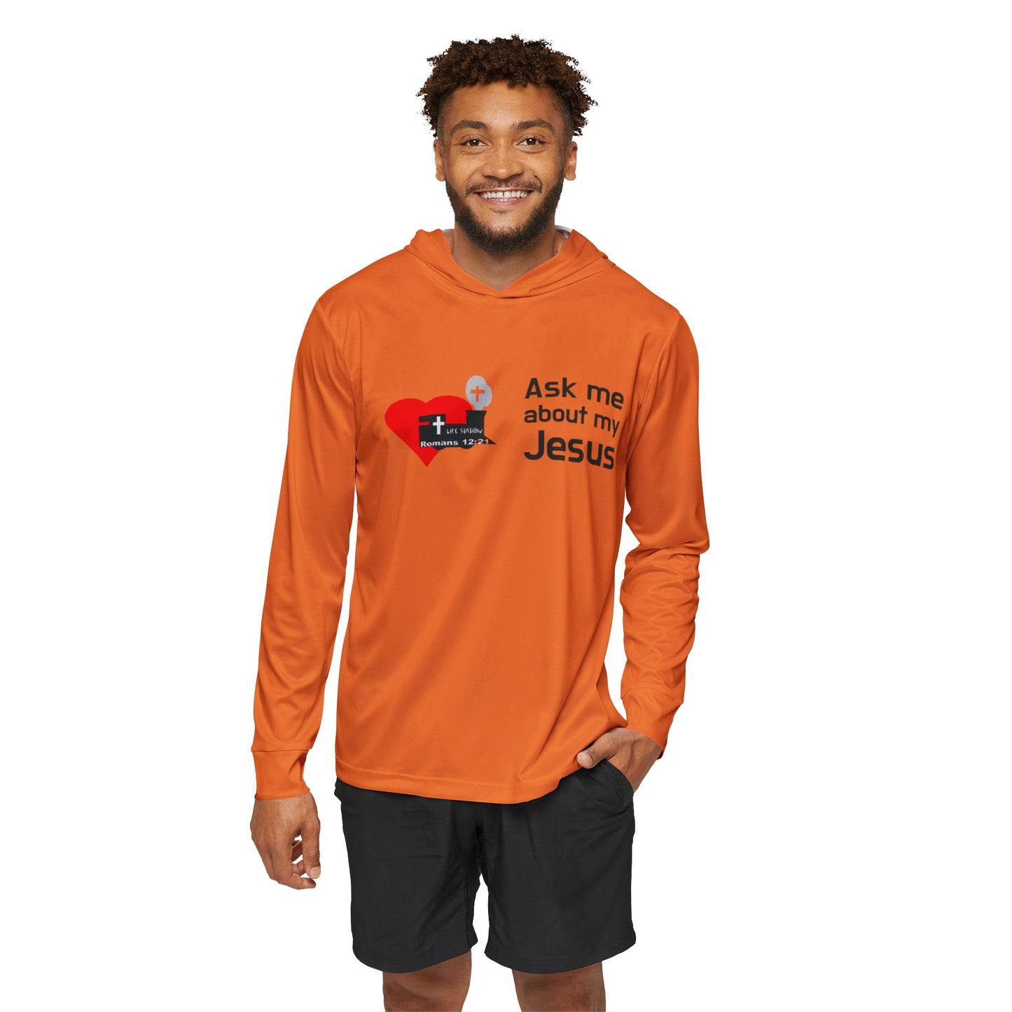 Life Station Logo Ask me about my Jesus Men's Sports Warmup Hoodie