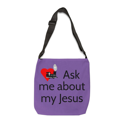 Life Station Ask me about my Jesus Adjustable Tote Bag (AOP)